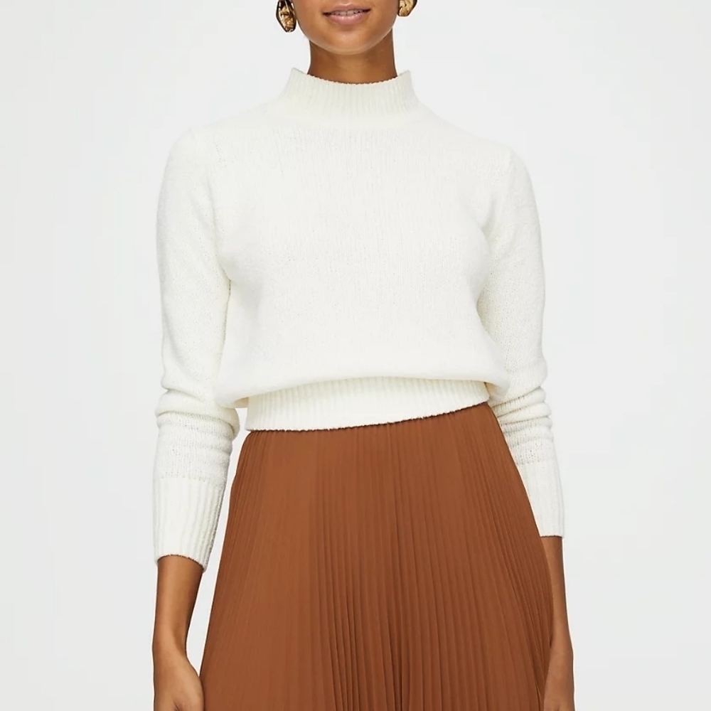 Wilfred Cream Knit Corteta Mock Neck Ribbed Sweater | Size XXS